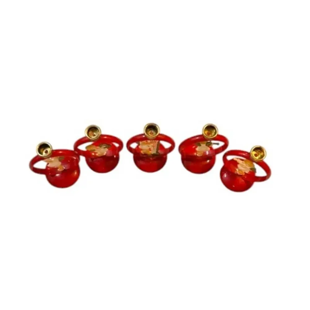 Vintage West German Celluloid Angel Candle Holders Set 5 Red Christmas Choir